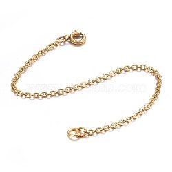 304 Stainless Steel Chain Extender, with Spring Clasp, Golden, 102mm long, Links: 2.5x2x0.5mm, Ring: 5x1mm, Clasp: 7.5x1.5mm(STAS-H471-01G-4)