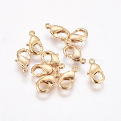 Brass Lobster Claw Clasps, Real 18K Gold Plated, 10x6x2.5mm, Hole: 1mm(KK-WH0030-01G)