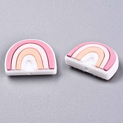 Food Grade Eco-Friendly Silicone Beads, Rainbow, Light Coral, 17~18x25x9mm, Hole: 2mm(X-SIL-N002-09E)