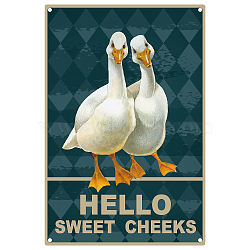 Metal Iron Sign Poster, for Home Wall Decoration, Rectangle with Word Hello Sweet Cheeks, Duck Pattern, 300x200x2.2mm(AJEW-WH0157-605)