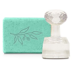Clear Acrylic Soap Stamps, DIY Soap Molds Supplies, Rectangle, Leaf Pattern, 60x41x25mm(DIY-WH0437-002)