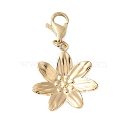 304 Stainless Steel Flower Pendant Decoration, with Lobster Claw Clasps, PVD Vacuum Plating, Real 18K Gold Plated, 29mm(STAS-S165-27G)