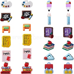 48Pcs 12 Styles Cartoon Teachers' Day Resin Cabochons, Study Theme Cabocbons, Mixed Shapes, 17~30x10.5~34.5x4~9mm, 4pcs/style(RESI-SC0002-95)