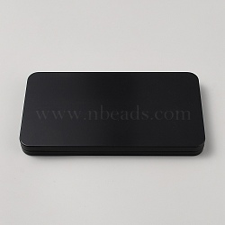 Rectangle Iron Metal Tin Box with Lid, Small Tin Container for Home Storage, Black, 17x9x1.55cm(CON-WH0086-110)