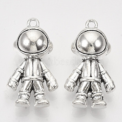 Tibetan Style Alloy Pendants,  Cadmium Free & Lead Free, Spaceman, Antique Silver, 32.5x18x12mm, Hole: 2mm(X-TIBEP-T009-42AS-RS)