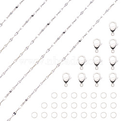 DIY Necklace Jewelry Kits, Including 304 Stainless Steel Dapped Chains & Lobster Claw Clasps & Open Jump Rings, Silver(DIY-TA0009-78)
