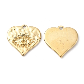 Ion Plating(IP) 316L Surgical Stainless Pendant Rhinestone Settings, Heart with Eye, Real 18K Gold Plated, Fit for 1mm & 1.5mm Rhinestone, 14.7x15x1.7mm, Hole: 1.2mm