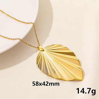 Stainless Steel Leaf Pendant Necklaces, Cable Chain Necklaces