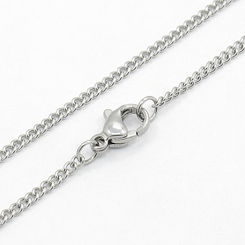 Women's 304 Stainless Steel Twisted Chain Necklaces, with Lobster Claw Clasps, Stainless Steel Color, 17.7 inch(45cm)
