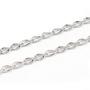 304 Stainless Steel Curb Chains, Soldered, Stainless Steel Color, 4.5~5x3x0.5mm