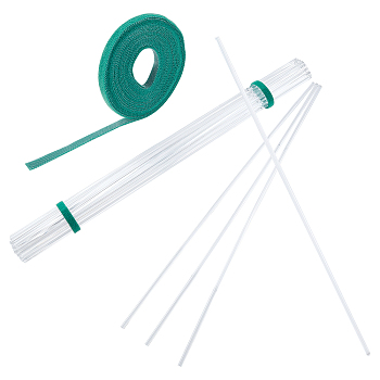 Nylon Reusable Cable Straps Cable Ties, Hook and Loop Strips with Adhesive, 36Pcs Column Acrylic Trasparent Sticks, for Plant Support Rod, Mixed Color, 397x5mm, 36pcs