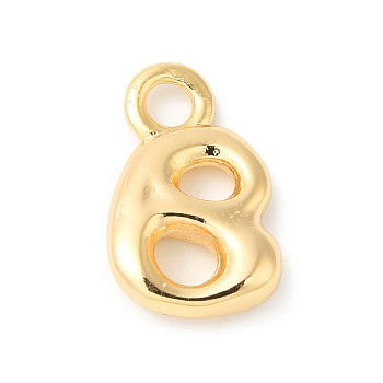 Brass Charms, Real 18K Gold Plated, Letter B, 13.5x8.5x2.5mm, hole: 2.5mm