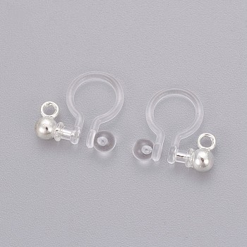 Transparent U Type Painless Prevent Allergy Resin Ear Clip, with Stainless Steel Findings, Silver Color Plated, 11x10.5x3mm, Hole: 1.5mm