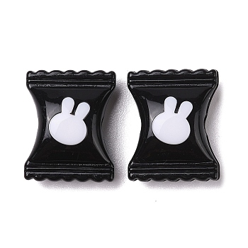 Two-tone Acrylic Beads, Candy, Rabbit, Black, 21.5x17x9.5mm, Hole: 3.5mm, 328pc/500g