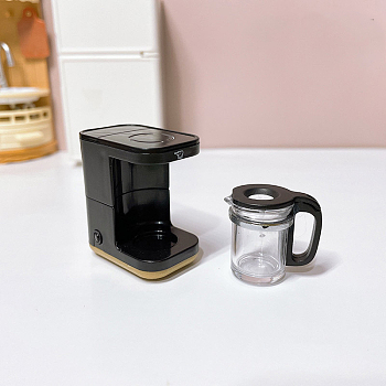 Mini Plastic Coffee Maker, for Dollhouse Accessories Pretending Prop Decorations, Black, 35x22x36mm
