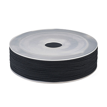 Braided Nylon Threads, Mambo Thread, with Spool, for Jewelry Making, Round, Black, 1mm, about 49.21 Yards(45m)/Roll