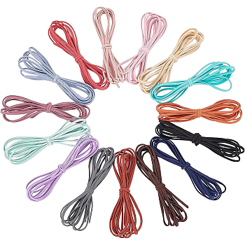 BENECREAT 15Strands 15 Colors Nylon Elastic Cords, for DIY Hair Accessories, Flat, Mixed Color, 3mm, about 2.19 Yards(2m)/strand, 1strand/color