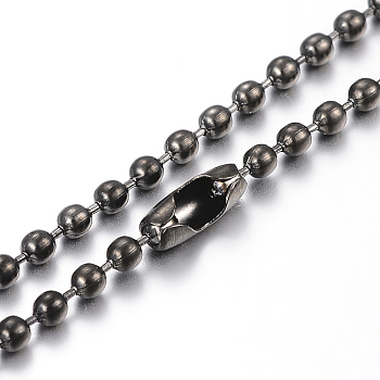 304 Stainless Steel Ball Chain Necklaces Making, Round, Electrophoresis Black, 23.6 inch(60cm), 1.5mm