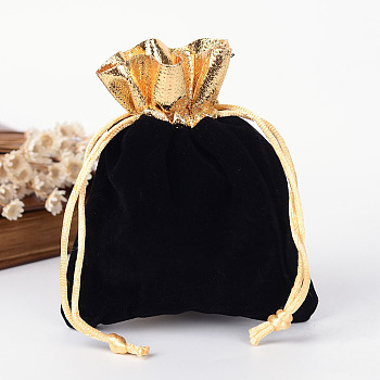 Rectangle Velvet Jewelry Bag, Black, 12x10cm