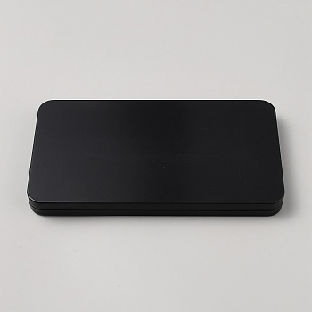 Rectangle Iron Metal Tin Box with Lid, Small Tin Container for Home Storage, Black, 17x9x1.55cm