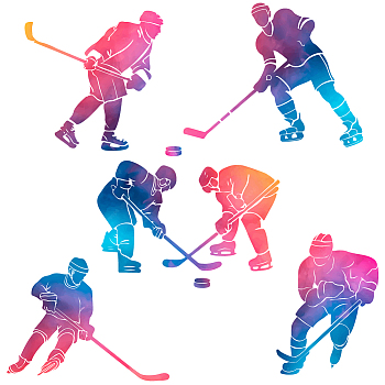 PVC Wall Stickers, Wall Decoration, Hockey Player, 900x390mm, 2pcs/set