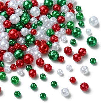 50G ABS Plastic Imitation Pearl Beads, Round, Dark Red, 6~10x5~9mm, Hole: 1.8~2.5mm