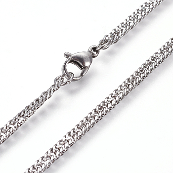 304 Stainless Steel Wheat Chain Necklaces, with Lobster Claw Clasps, Stainless Steel Color, 19.68 inch(50cm)