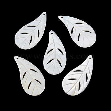 WhiteSmoke Leaf Freshwater Shell Pendants