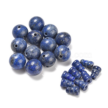 Natural Lapis Lazuli 3 Hole Guru Beads(G-R474-008)-2
