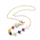 Natural Mixed Gemstone Beaded Pendant Necklace with Glass Lotus(NJEW-JN03888)-1