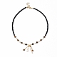 Collier pendentif pompon avec chaînes de perles de verre pour femme(NJEW-F302-03)-2