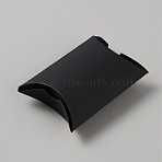 Paper Pillow Candy Boxes, with Thank You Gift Stickers, for Wedding Birthday Party Supplies, Black, Fold: 9x6.3x2.65cm(CON-WH0089-52)