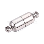 304 Stainless Steel Magnetic Clasps, Tube, Stainless Steel Color, 19x6mm, Hole: 1.6mm(STAS-N127-01A-P)
