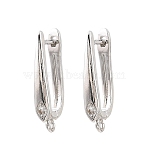 Brass Micro Pave Cubic Zirconia Hoop Earring Findings, with Loop, Long-Lasting Plated, Rack Plating, Lead Free & Cadmium Free, Platinum, 22x3.5x12mm, Hole: 2mm, Pin: 1mm(CU-CBAB5B4-03P)