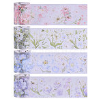 4Pcs 4 Colors PET Decorative Stickers, Decorative Sealing Stickers for Gifts, Flower, Mixed Color, 50mm, 2m/pc, 1pc/color(DIY-PH0032-40)