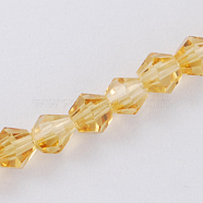 Imitation Austrian Crystal 5301 Bicone Beads, Faceted Glass Beads Strands, Sandy Brown, 2x3mm, Hole: 0.5mm, about 160~180pcs/strand, 16.54 inch~17.32 inch(42~44cm)(GLAA-S026-2mm-14)