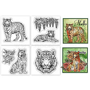 4Pcs 4 Styles PVC Stamp, for DIY Scrapbooking, Tiger, 55x55mm, 1pc/style(DIY-WH0487-0117)