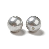 ABS Plastic Imitation Pearl Beads, Round, Silver, 15~16x15mm, Hole: 2mm(SACR-A001-02B)