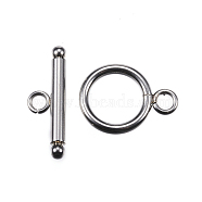 304 Stainless Steel Toggle Clasps, Stainless Steel Color, Ring: 18.5x14x2mm, Hole: 3mm, Bar: 22x7x3mm, Hole: 3mm(X-STAS-F040-41-P)