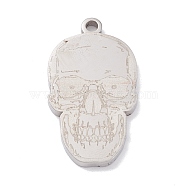 201 Stainless Steel Pendants, Laser Cut, Skull, Stainless Steel Color, 28x15.5x2mm, Hole: 2mm(STAS-D451-02P)