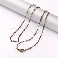 Brass Cable Chain Necklaces, with Lobster Claw Clasps, Antique Bronze, 27.2 inch(69.3cm), 2mm(NJEW-JN01537-04)