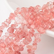 Cherry Quartz Glass Bead Strands, Tumbled Stone, Nuggets, 4~6x8~12x2~4mm, Hole: 1mm, about 34.6 inch(G-M344-04)