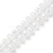 Glass Imitation Jade Beads Strands, AB Color Plated, Faceted, Rondelle, Wheat, 8x5mm, Hole: 1.2mm, about 80pcs/strand, 20.47''(52cm)(GLAA-G097-01C)