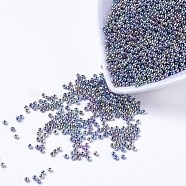 8/0 Grade A Round Glass Seed Beads, Metallic Colours Iris, Colorful, 8/0, 3x2mm, Hole: 1mm, about 10000pcs/bag(SEED-Q008-3mm-F1109)