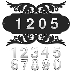 CREATCABIN DIY House Number Kits, including Iron Wall Mounted Address Plaques and Resin Mailbox Number Stickers, Mixed Color, Address Plaques: 200x300x1.5mm, Stickers: 69~70x29~54x9mm(AJEW-CN0001-40)