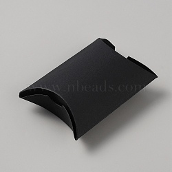 Paper Pillow Candy Boxes, with Thank You Gift Stickers, for Wedding Birthday Party Supplies, Black, Fold: 9x6.3x2.65cm(CON-WH0089-52)