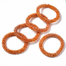 Faceted Transparent Glass Beads Stretch Bracelets, Pearl Luster Plated, Rondelle, Dark Orange, Inner Diameter: 2 inch(5cm)(BJEW-S144-002B-02)