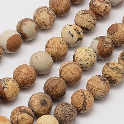 Natural Picture Jasper Beads Strands, Frosted, Round, 8mm, Hole: 1mm, about 45~48pcs/strand, 14.5 inch(G-D686-8mm)