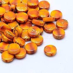 Drawbench Acrylic Beads, Spray Painted, Flat Round, Goldenrod, 9x3.5mm, Hole: 1mm, about 2500pcs/500g(MACR-K331-19I)