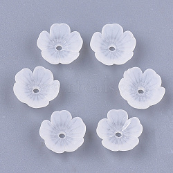 5-Petal Transparent Acrylic Bead Caps, Frosted, Flower, Clear, 11x11x4mm, Hole: 1.2mm(FACR-T001-11)